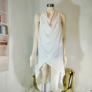 New York & Company White Sleeveless Blouse